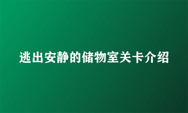 逃出安静的储物室关卡介绍