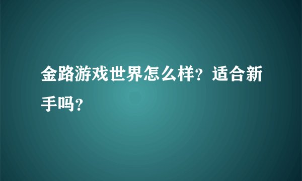 金路游戏世界怎么样？适合新手吗？