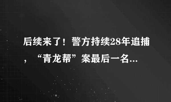后续来了！警方持续28年追捕，“青龙帮”案最后一名犯罪嫌疑人落网