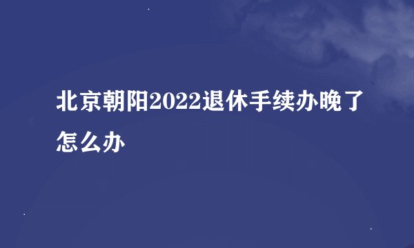北京朝阳2022退休手续办晚了怎么办