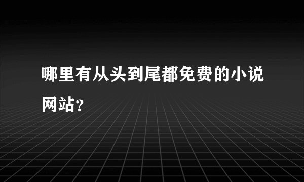 哪里有从头到尾都免费的小说网站？