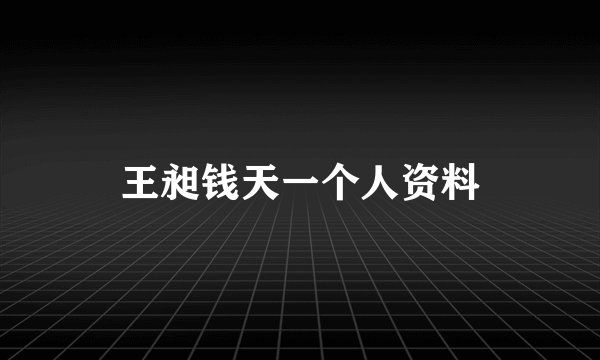王昶钱天一个人资料