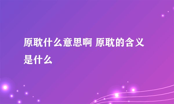 原耽什么意思啊 原耽的含义是什么