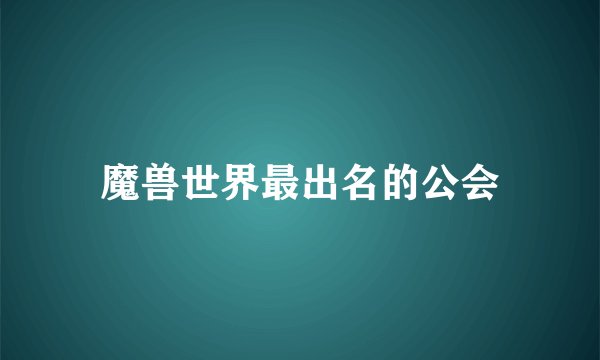 魔兽世界最出名的公会
