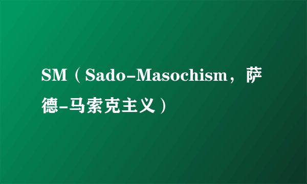 SM（Sado-Masochism，萨德-马索克主义）