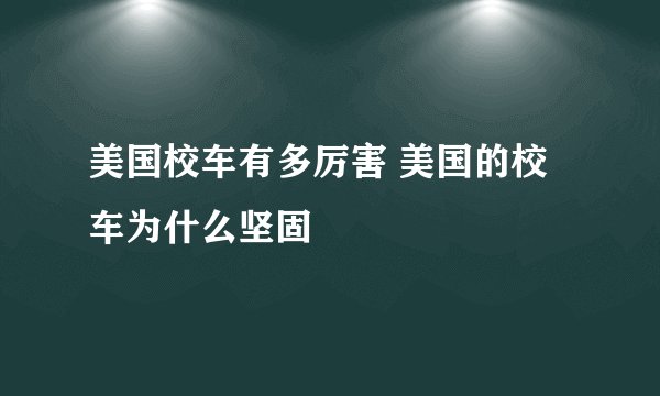 美国校车有多厉害 美国的校车为什么坚固