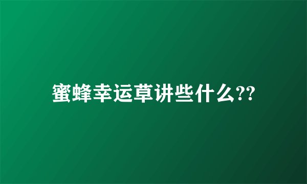 蜜蜂幸运草讲些什么??