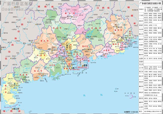 广东周边6个省市