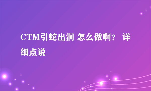 CTM引蛇出洞 怎么做啊？ 详细点说