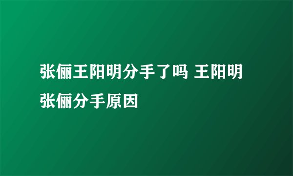 张俪王阳明分手了吗 王阳明张俪分手原因