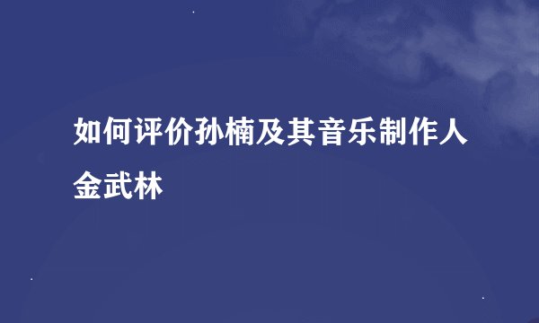如何评价孙楠及其音乐制作人金武林