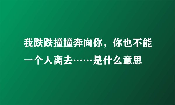 我跌跌撞撞奔向你，你也不能一个人离去……是什么意思