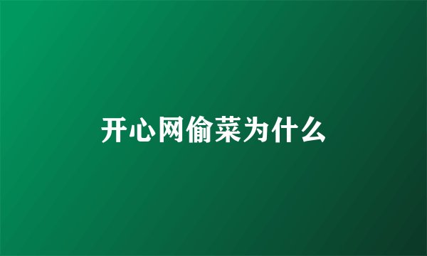 开心网偷菜为什么
