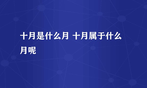 十月是什么月 十月属于什么月呢