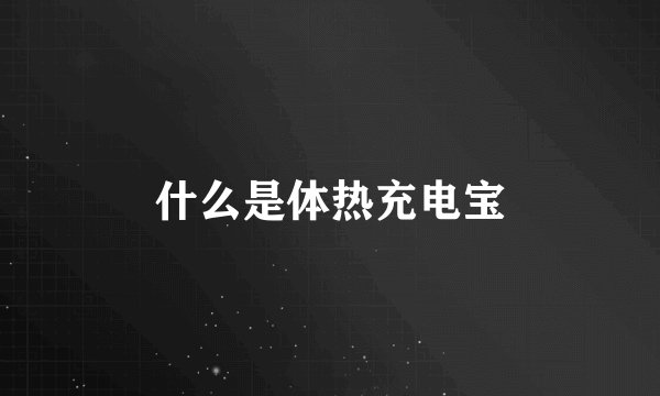 什么是体热充电宝
