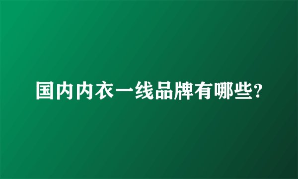 国内内衣一线品牌有哪些?