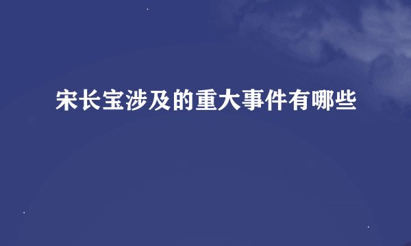 宋长宝涉及的重大事件有哪些