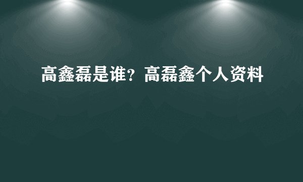 高鑫磊是谁？高磊鑫个人资料