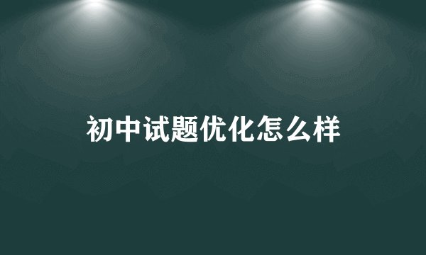 初中试题优化怎么样