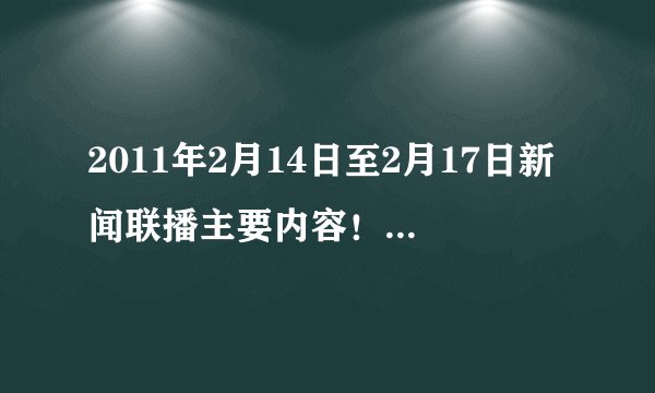 2011年2月14日至2月17日新闻联播主要内容！急急急。作业啊、、