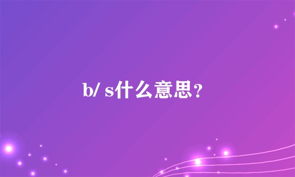 b/ s什么意思？