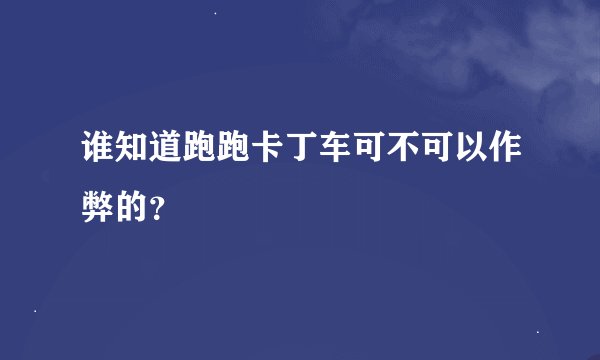 谁知道跑跑卡丁车可不可以作弊的？