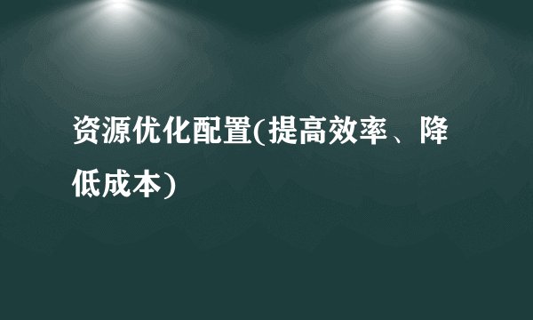 资源优化配置(提高效率、降低成本)