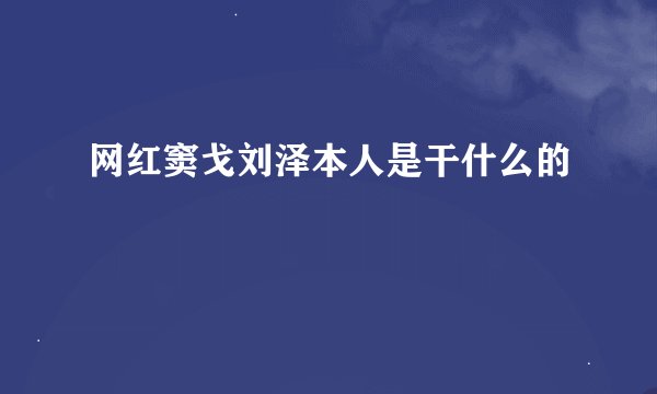 网红窦戈刘泽本人是干什么的