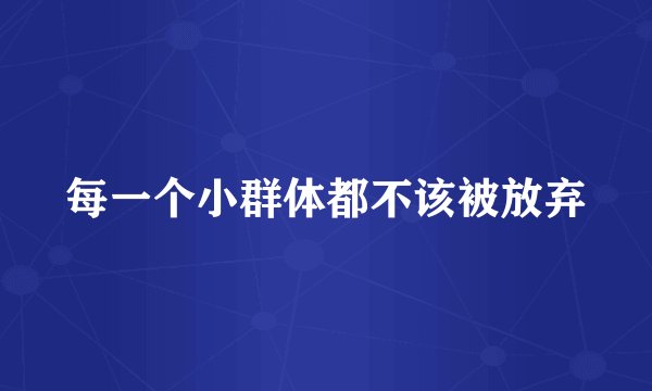 每一个小群体都不该被放弃