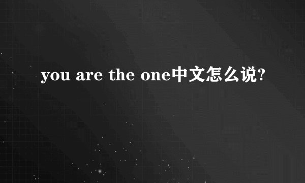 you are the one中文怎么说?