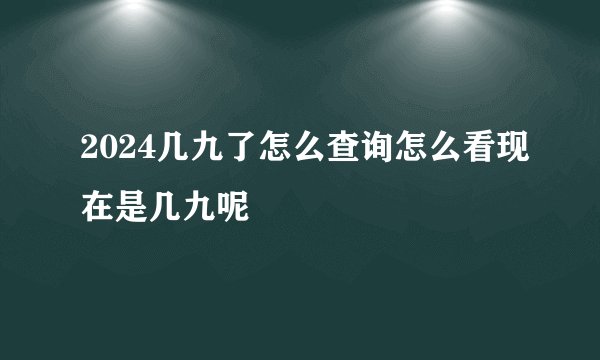 2024几九了怎么查询怎么看现在是几九呢