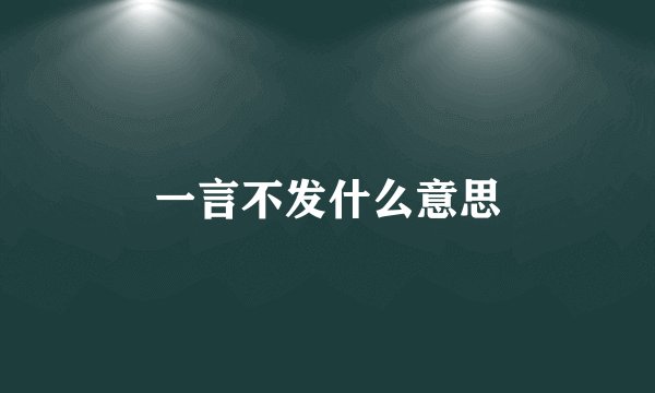 一言不发什么意思