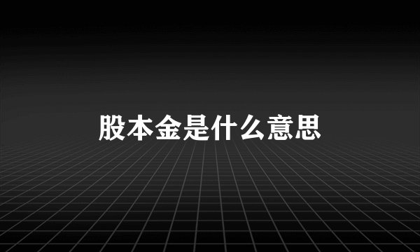股本金是什么意思