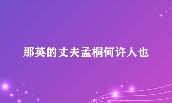 那英的丈夫孟桐何许人也