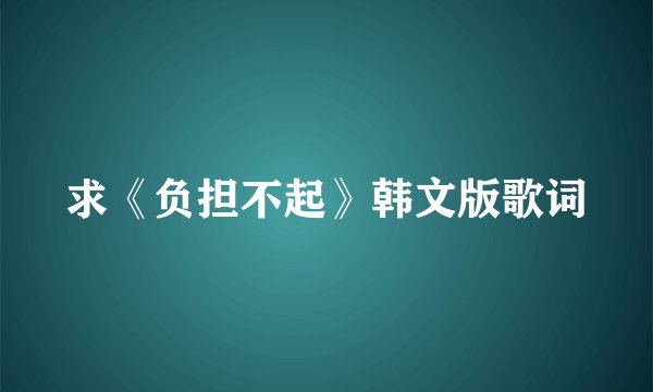 求《负担不起》韩文版歌词