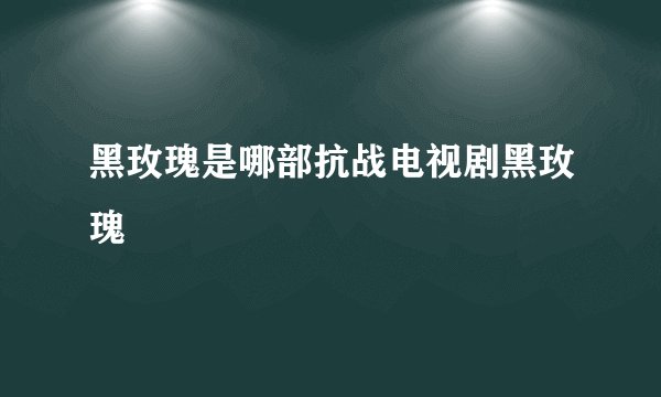 黑玫瑰是哪部抗战电视剧黑玫瑰