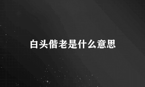 白头偕老是什么意思
