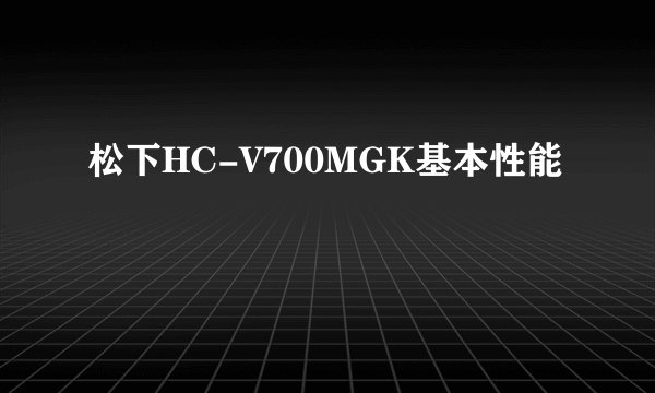 松下HC-V700MGK基本性能