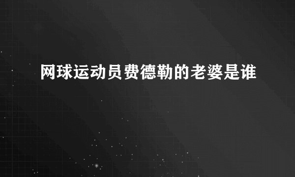 网球运动员费德勒的老婆是谁