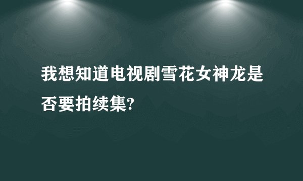 我想知道电视剧雪花女神龙是否要拍续集?