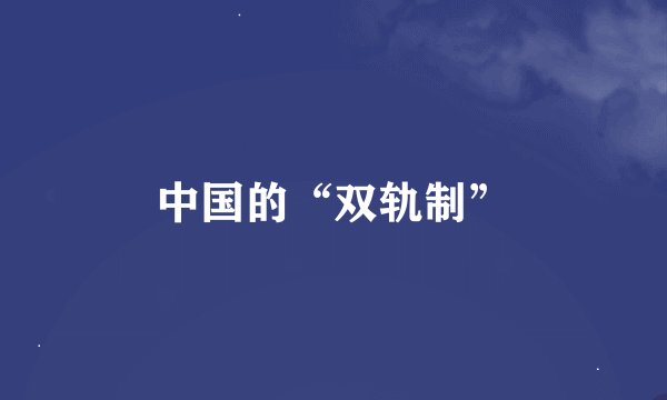 中国的“双轨制”