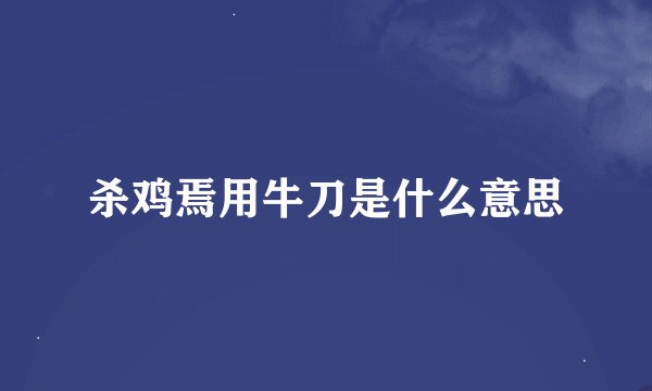 杀鸡焉用牛刀是什么意思