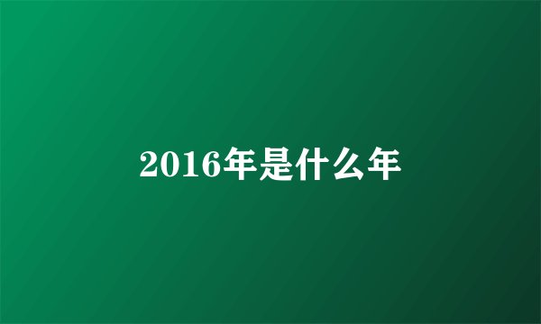 2016年是什么年