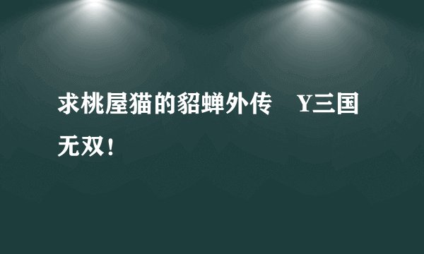 求桃屋猫的貂蝉外传 Y三国无双！