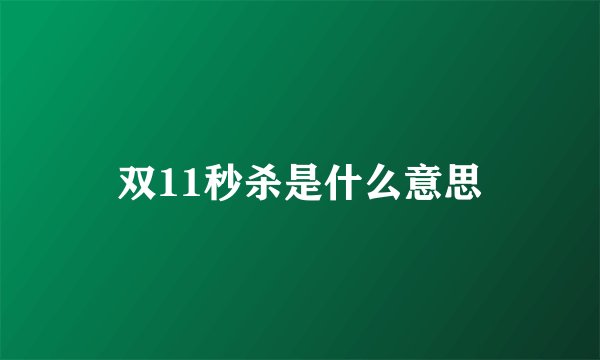 双11秒杀是什么意思