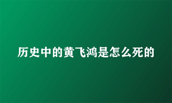历史中的黄飞鸿是怎么死的