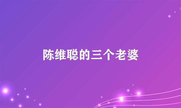 陈维聪的三个老婆