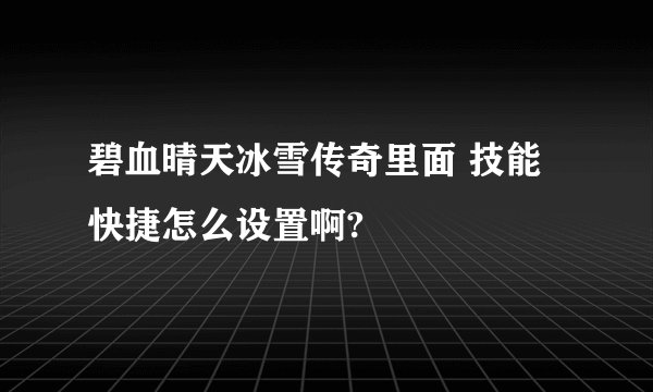 碧血晴天冰雪传奇里面 技能快捷怎么设置啊?