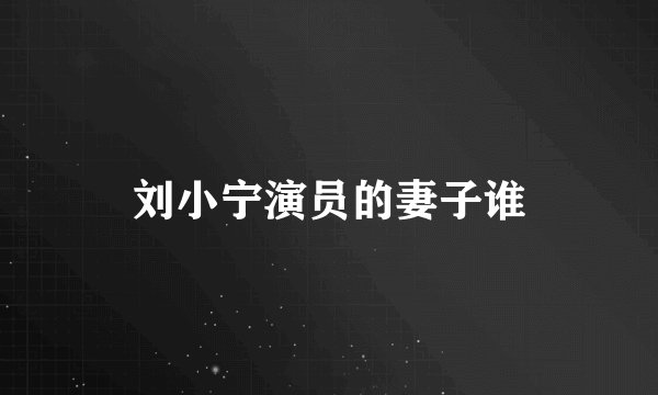 刘小宁演员的妻子谁