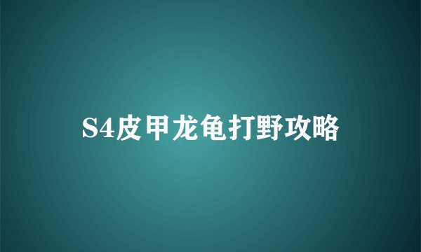 S4皮甲龙龟打野攻略